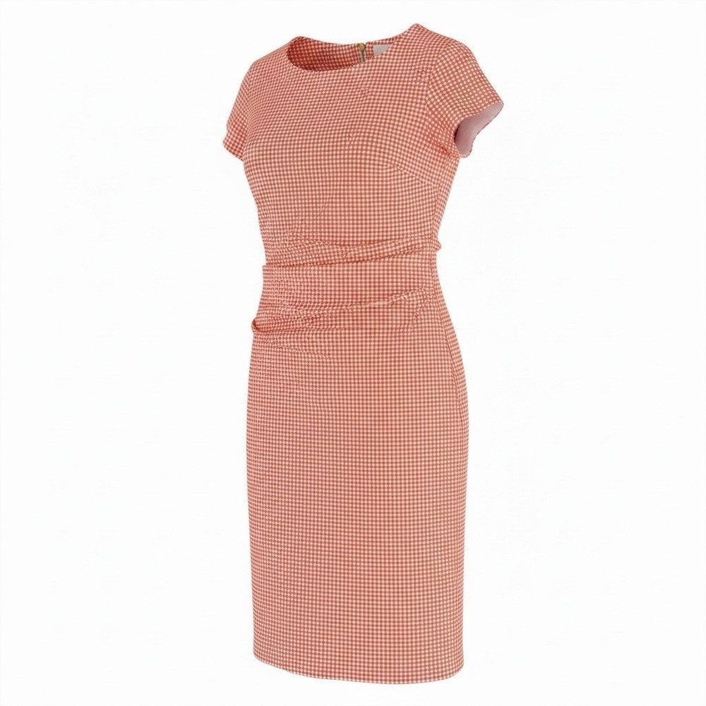 Sara Campbell Dress 8 Melon Shift The Melissa Sheath Gingham check Stretch Zip
